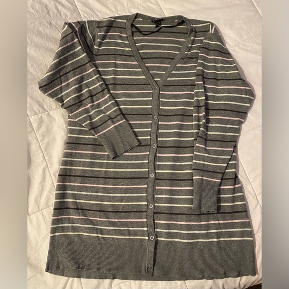 torrid Sweaters - Torrid Gray Striped Cardigan Sweater